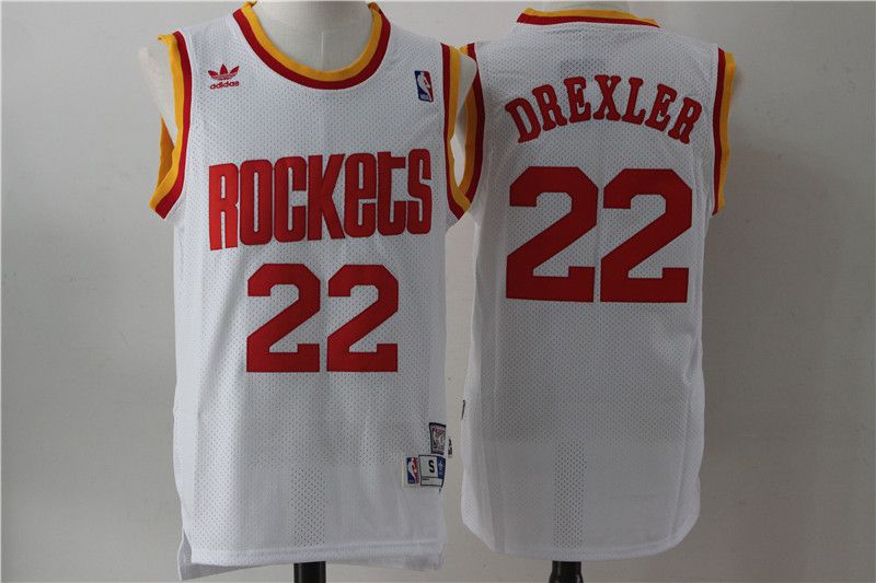 Men Houston Rockets #22 Drexler White Throwback NBA Jersey->houston rockets->NBA Jersey
